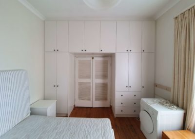 white built in cupboards