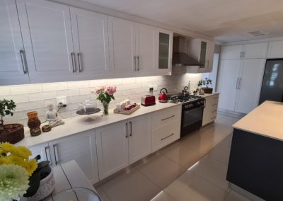 Kitchen installation with white doors and with light countertops installed Cape Town 2